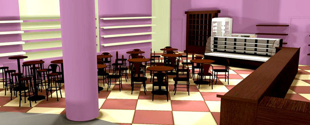 Diseño locales comerciales cafeterías franquicias Saboréate y Café Aima Estudio Portugal